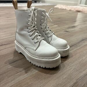 Dr. Martens White Platform Lace-Up Boots